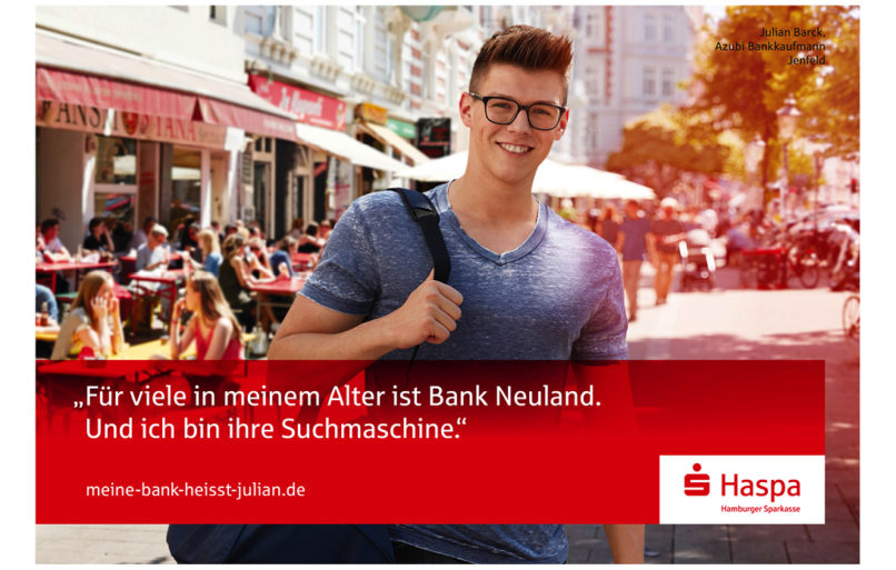 Fotos von Mitarbeitern der HASPA an Orten mit denen sie verbunden sind. Portrait von Julian Barck