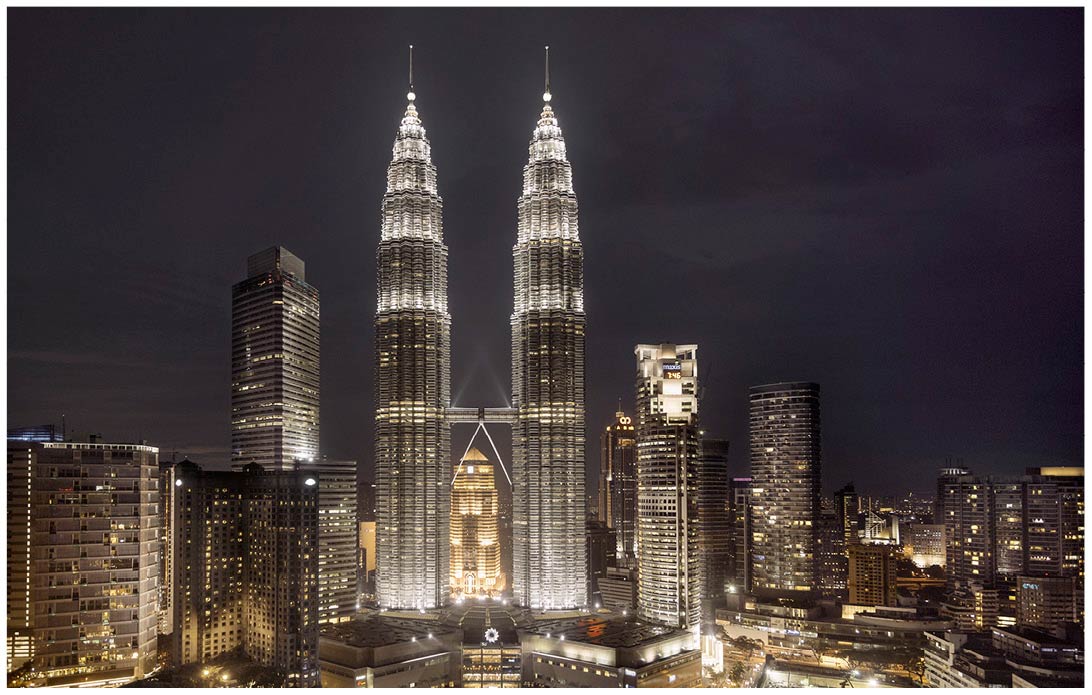 Kuala Lumpur Petrona Towers bei Nacht